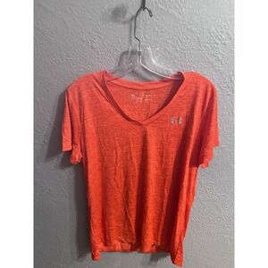 Under Armour Womens Size XL Short sleeve V neck Orange Heat Gear